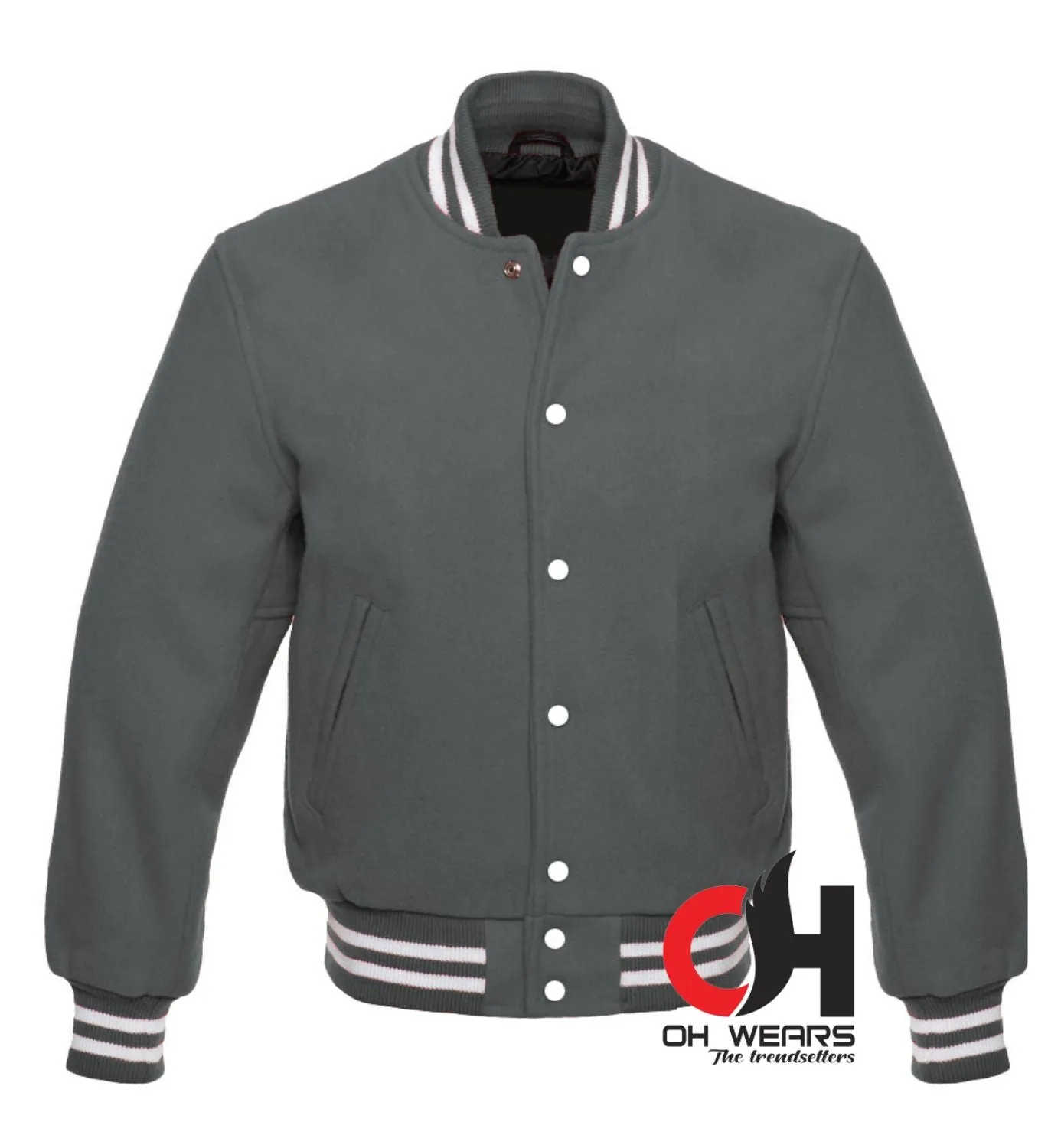 Grey Wool Varsity Jacket