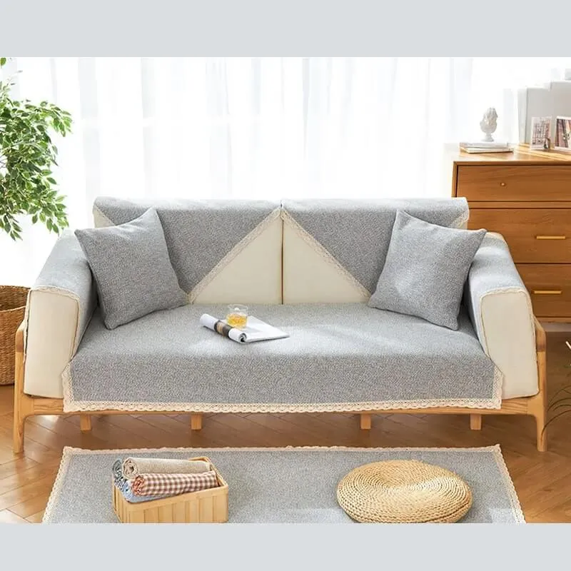 Hand-woven Cotton Linen Non-slip Couch Cover for All Seasons