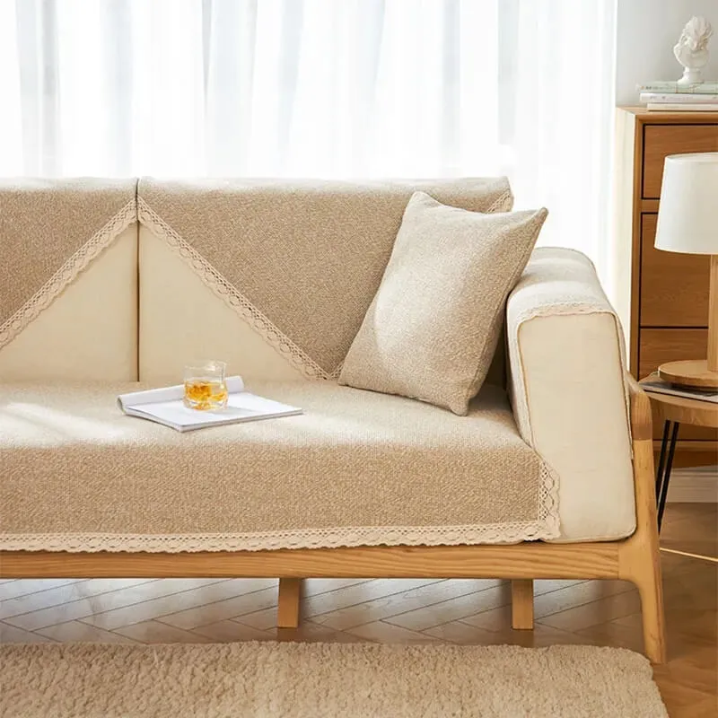 Hand-woven Cotton Linen Non-slip Couch Cover for All Seasons