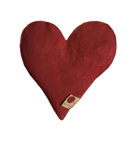 Heart-Shaped Hot Cherry Pillow in Red Denim