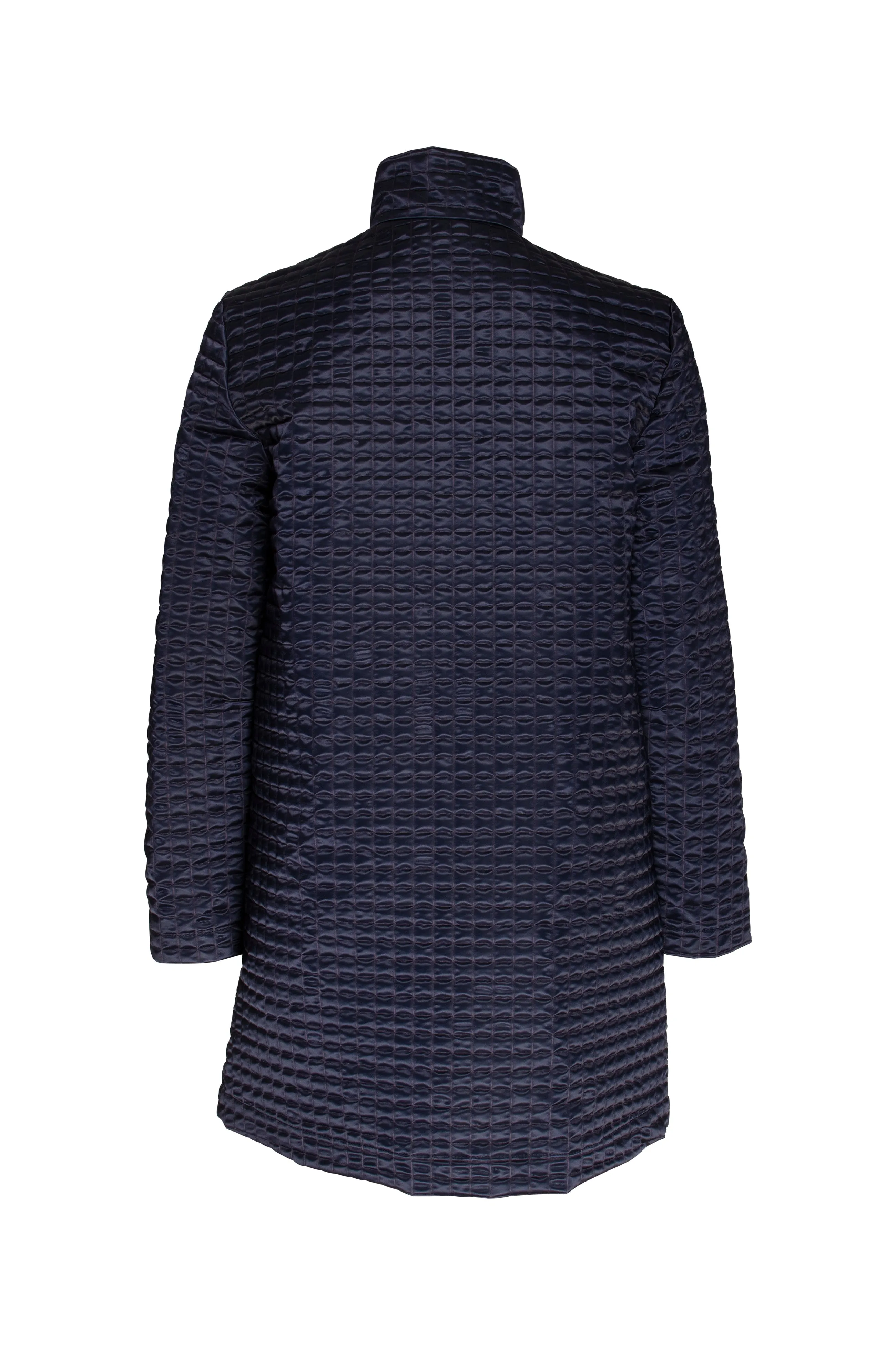 High Collar 3/4 Jacket - Navy Quilt 8624