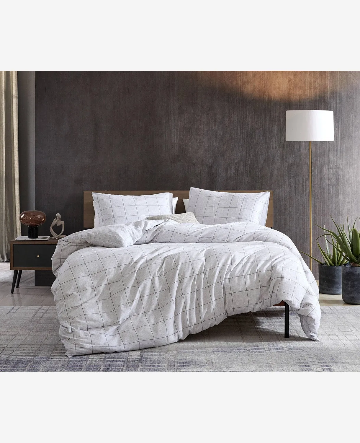 Holden Grid Grey King Comforter-Sham Set