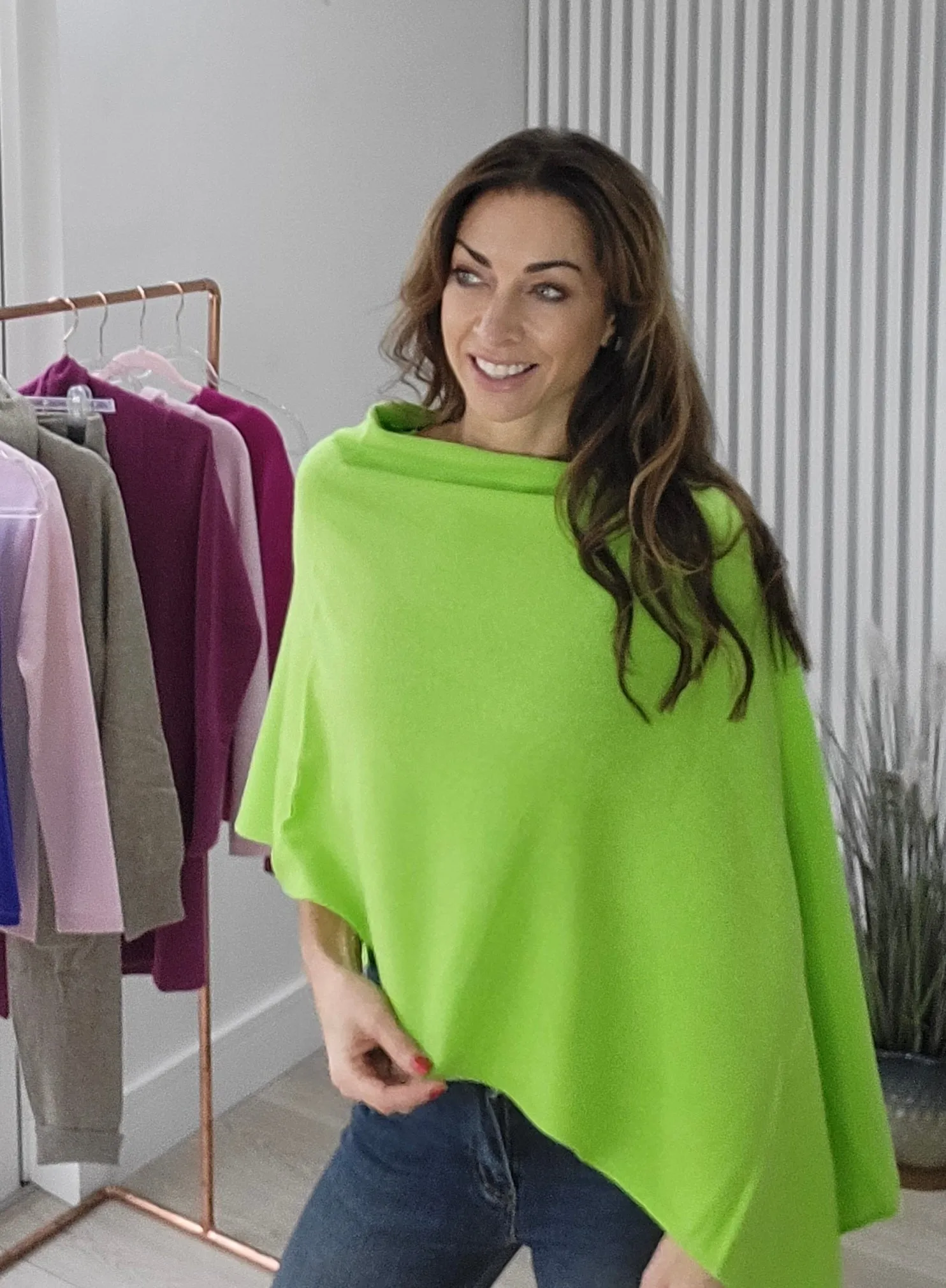 Lime Green Cashmere Poncho