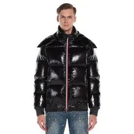 Men's Down Puff Jacket in Pure Goose Shiny Colours Silver and Black size S M L XL