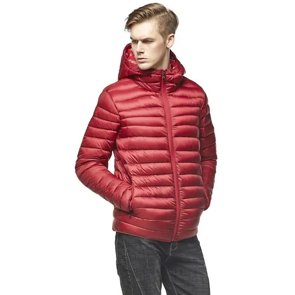 Men's Goose Down Puff Jacket Glacier  - Burgundy RED size S M L XL