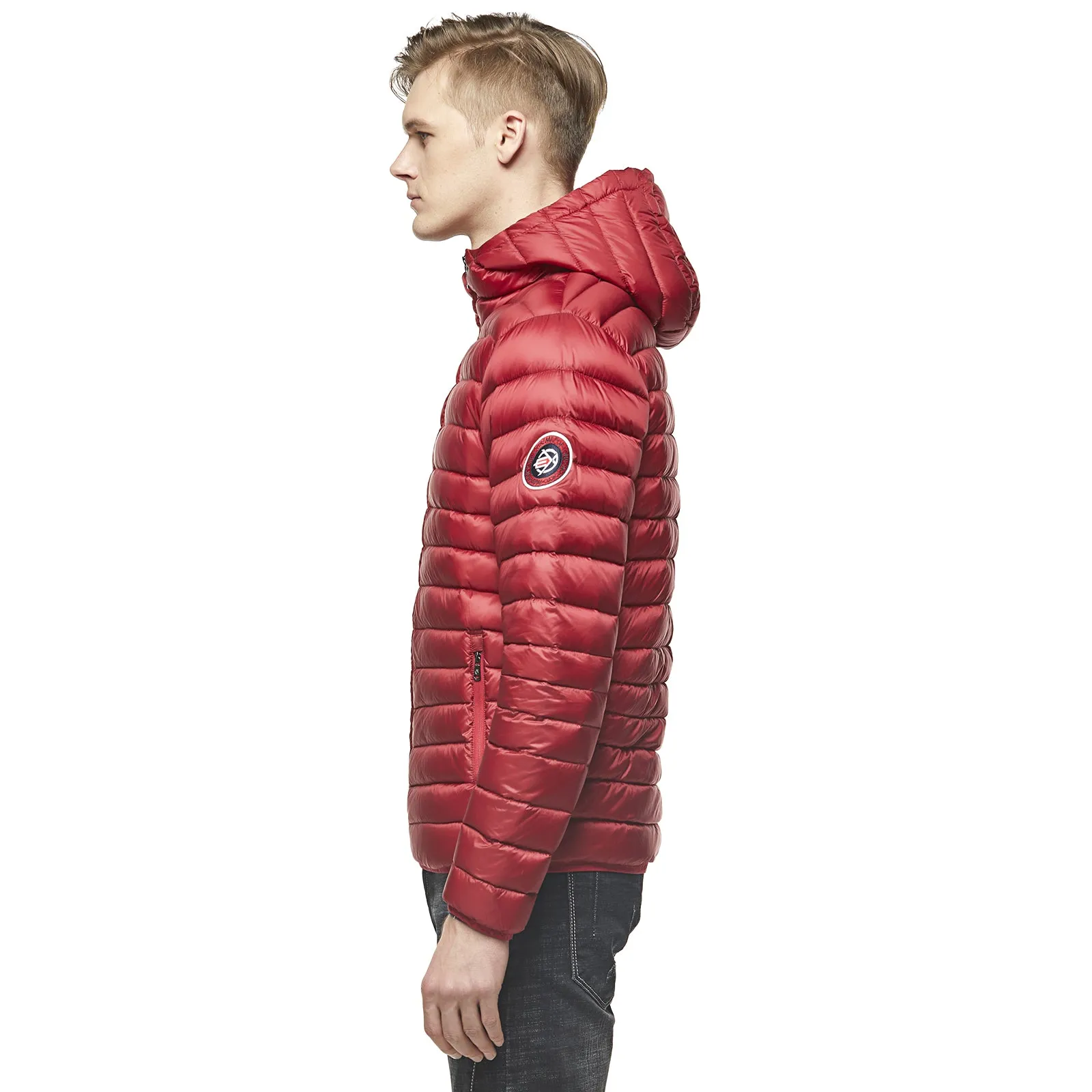 Men's Goose Down Puff Jacket Glacier  - Burgundy RED size S M L XL