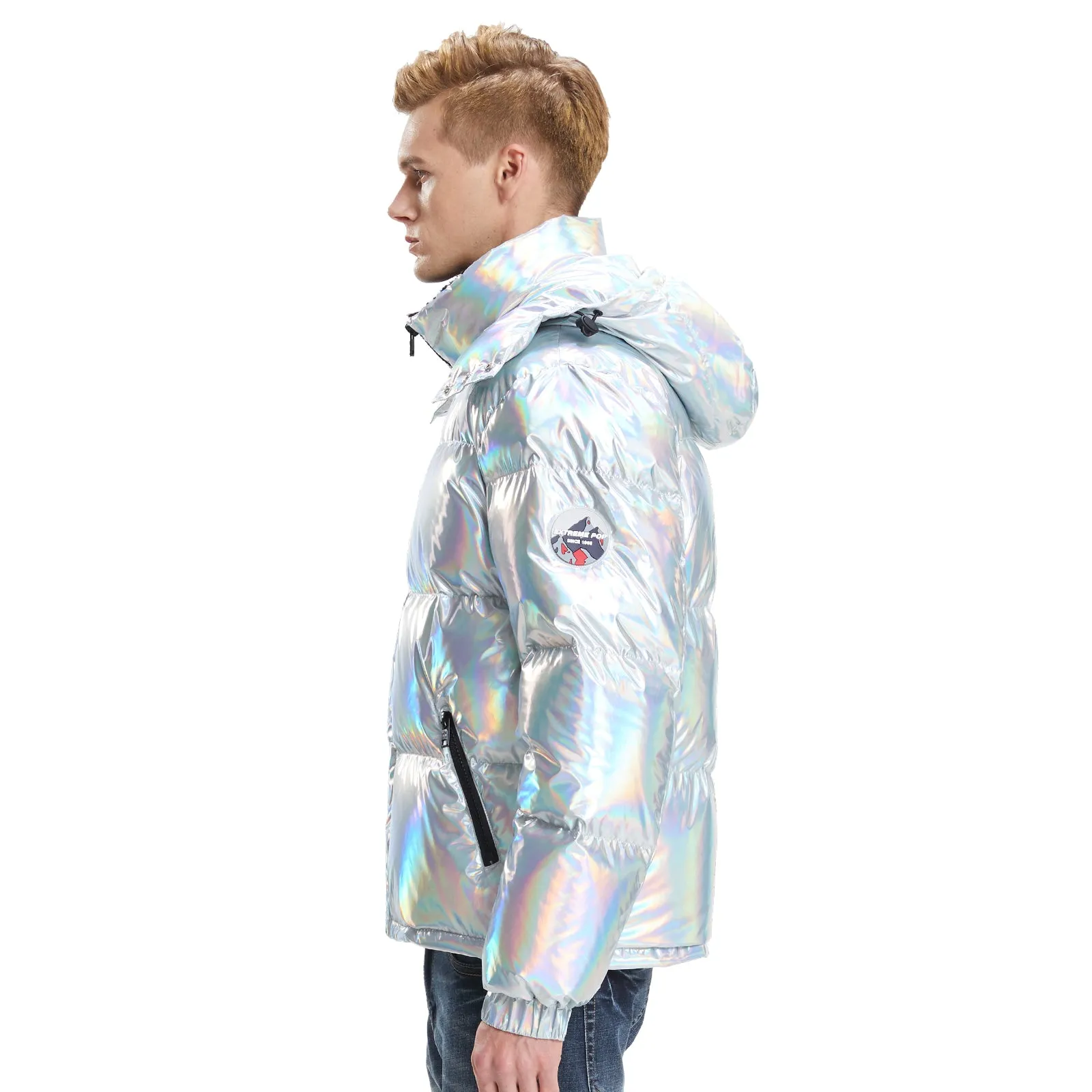 Mens Winter Jackets Goose Down Laser Silver Colour