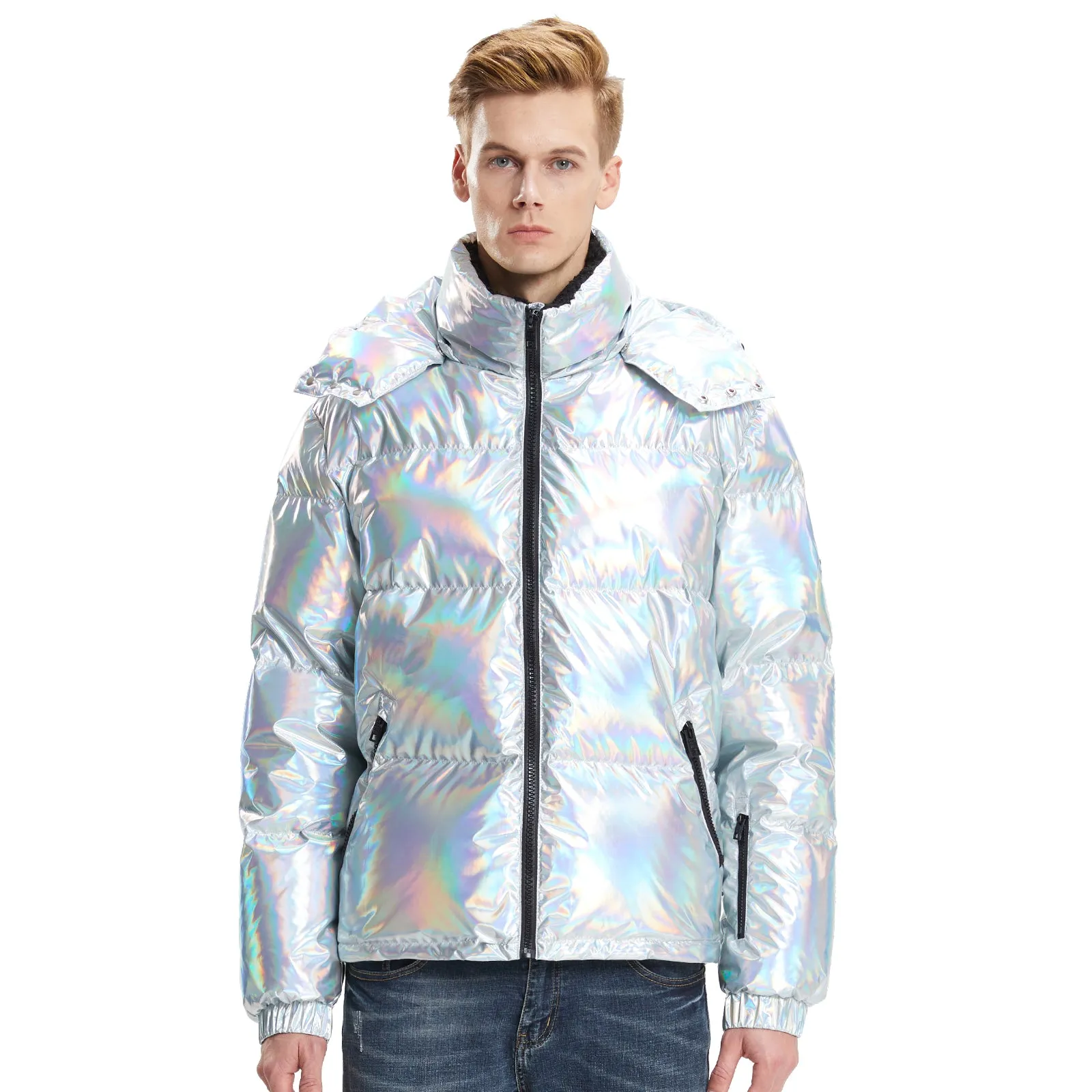 Mens Winter Jackets Goose Down Laser Silver Colour