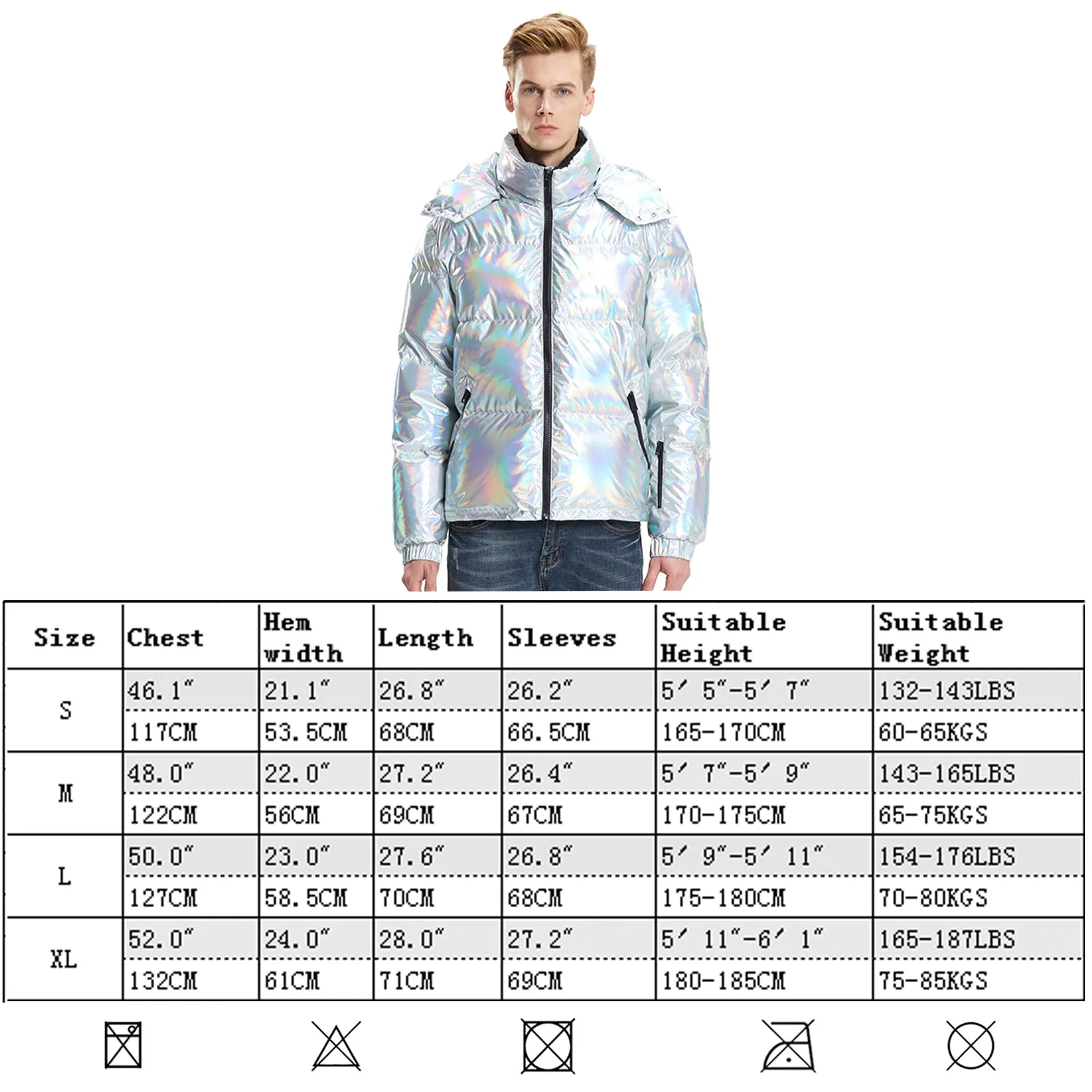 Mens Winter Jackets Goose Down Laser Silver Colour