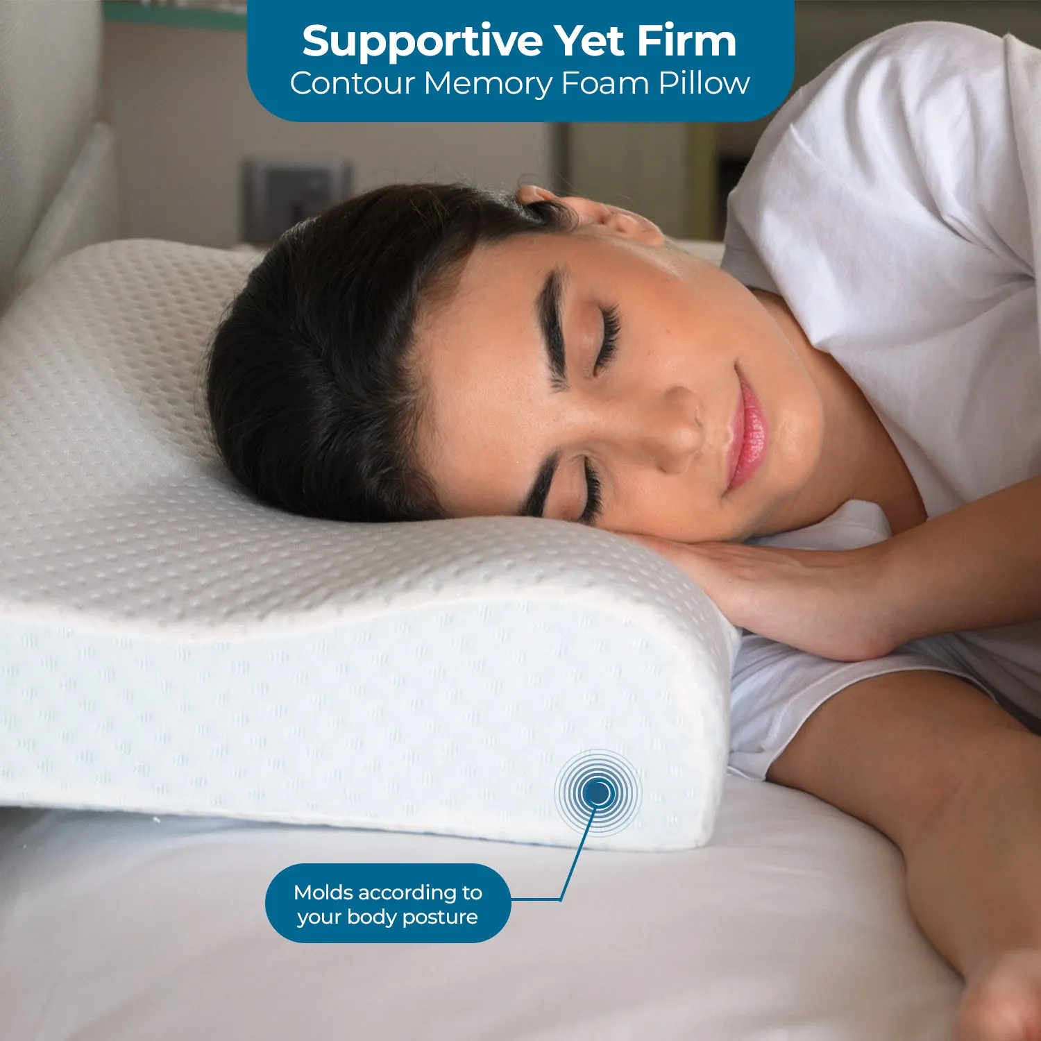 Orthopedic Memory Foam Cervical Contour Pillow with Ventilated Cooling Gel