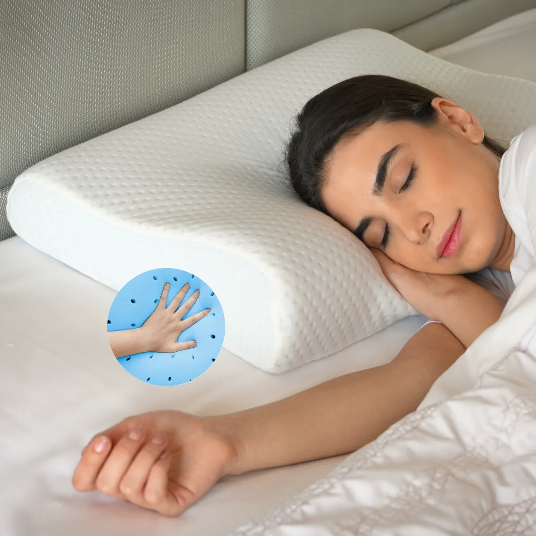 Orthopedic Memory Foam Cervical Contour Pillow with Ventilated Cooling Gel