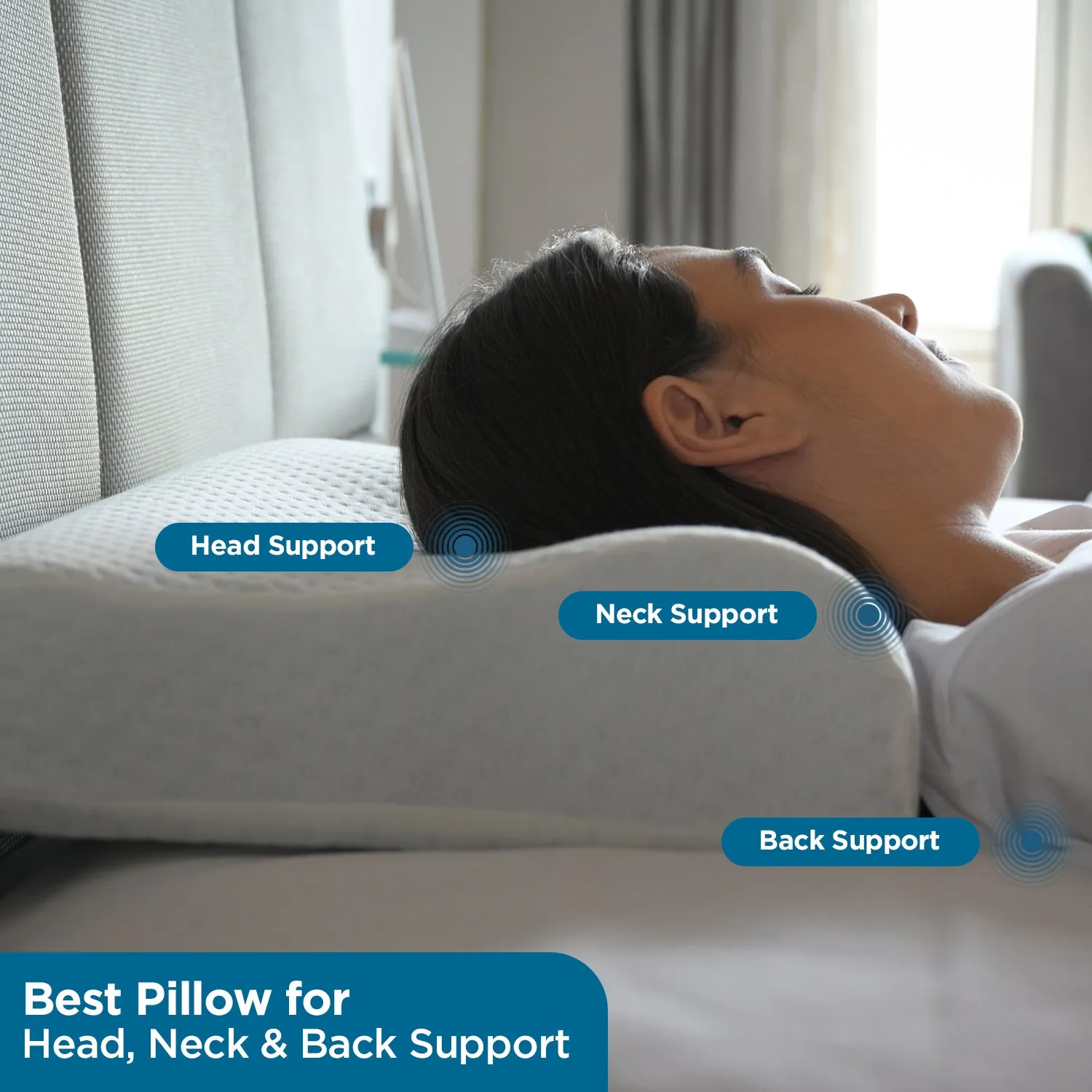 Orthopedic Memory Foam Cervical Contour Pillow with Ventilated Cooling Gel