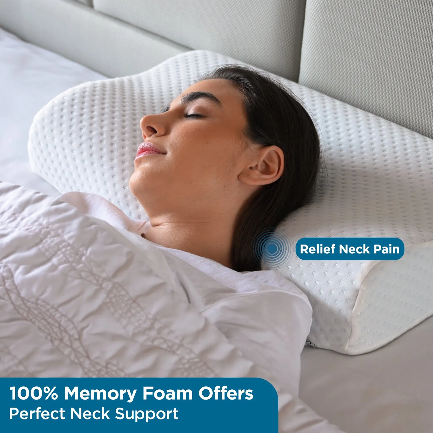 Orthopedic Memory Foam Cervical Contour Pillow with Ventilated Cooling Gel