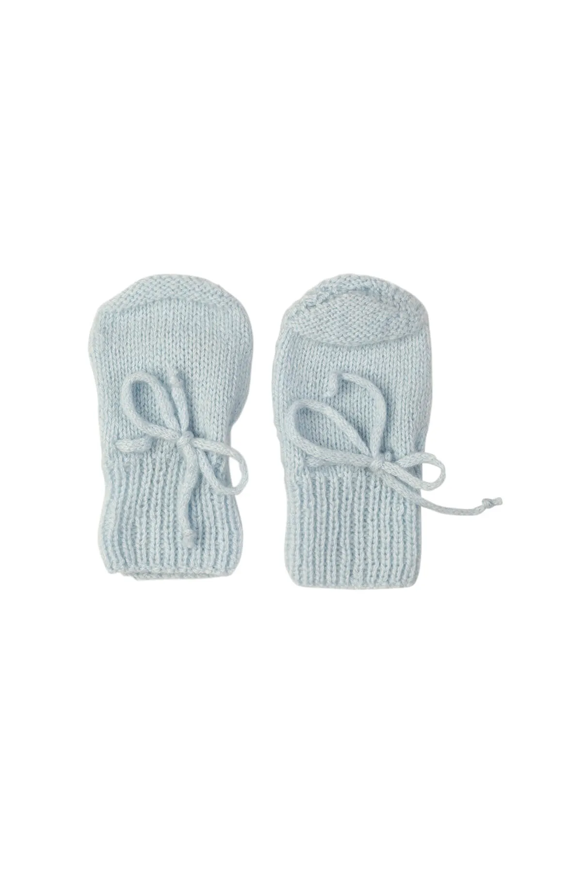 Powder Blue Hand Knitted Cashmere Baby Mittens