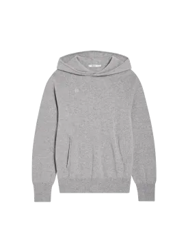 Recycled Cashmere Hoodie—pale grey melange