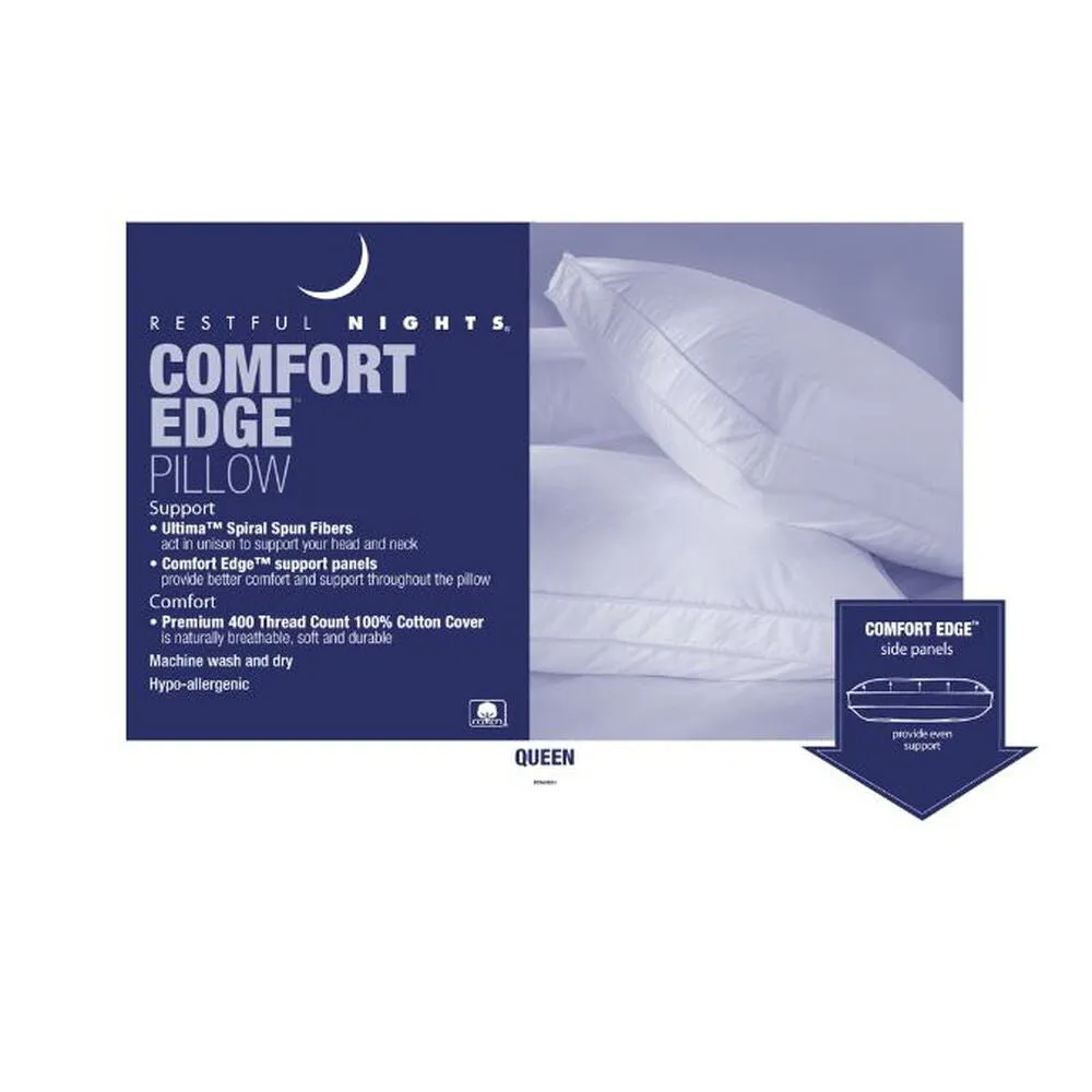 Restful Nights Comfort Edge Pillow | Gusseted Medium Support