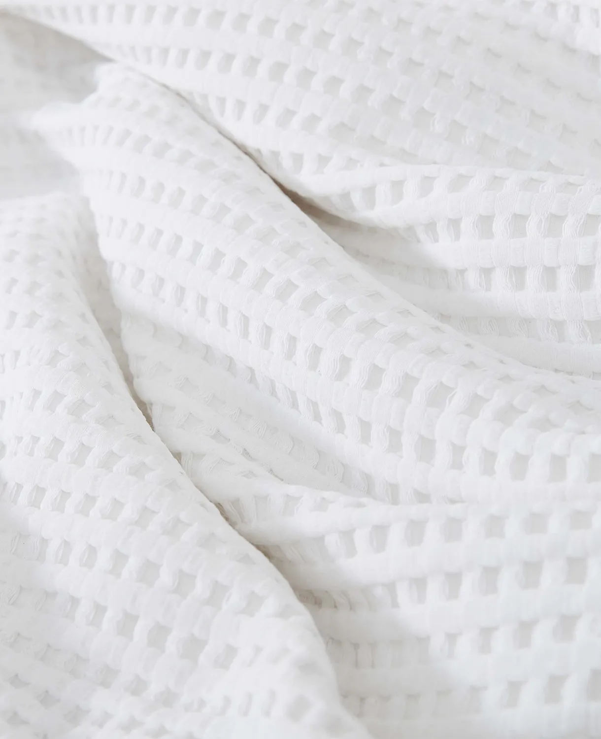 Reversible Solid White Waffle Comforter Set