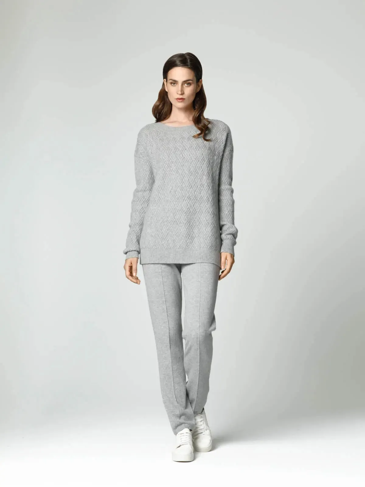 Structure knit cashmere jersey