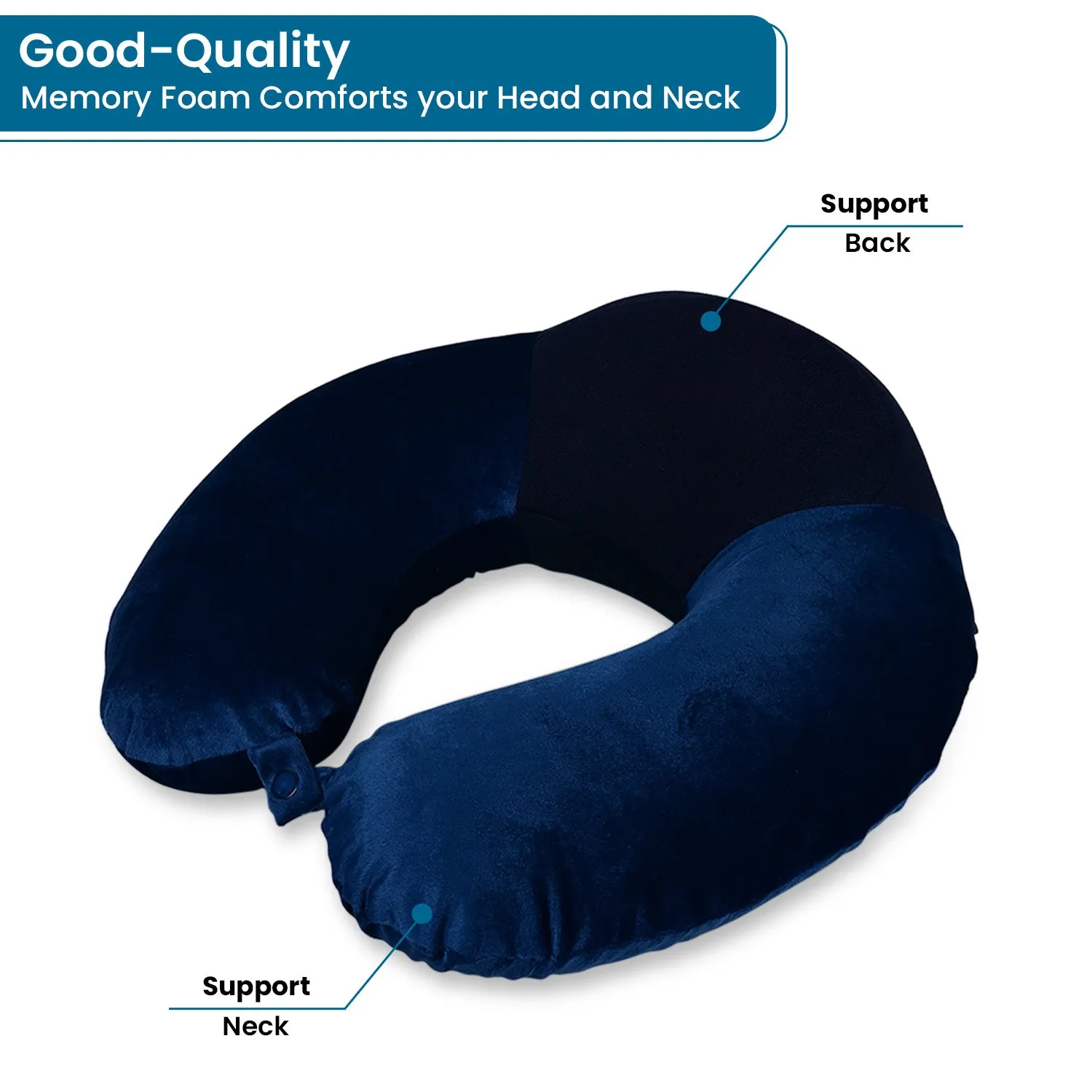 Super-Soft Memory Foam Raised Travel Neck Pillow - Velvet Fabric