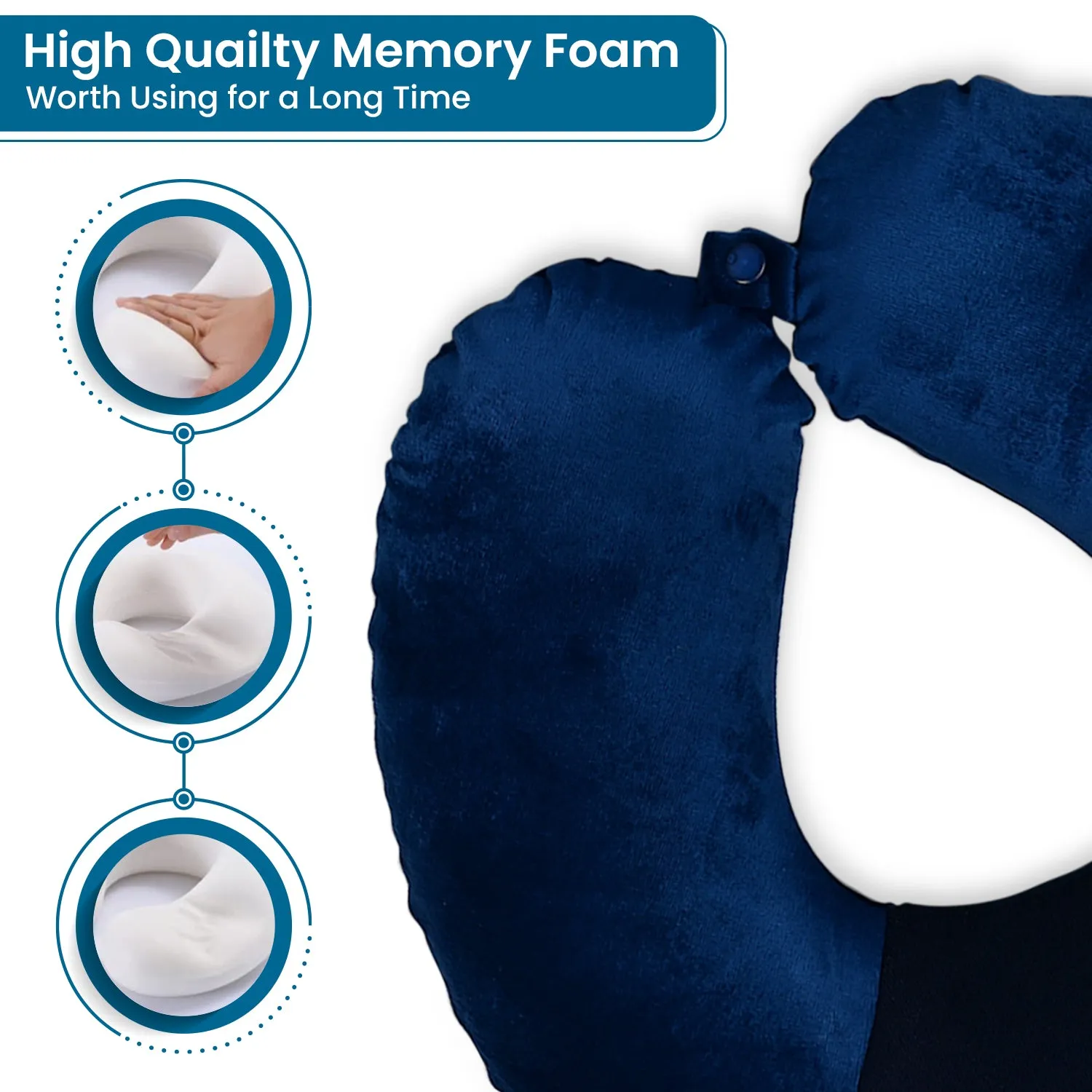 Super-Soft Memory Foam Raised Travel Neck Pillow - Velvet Fabric