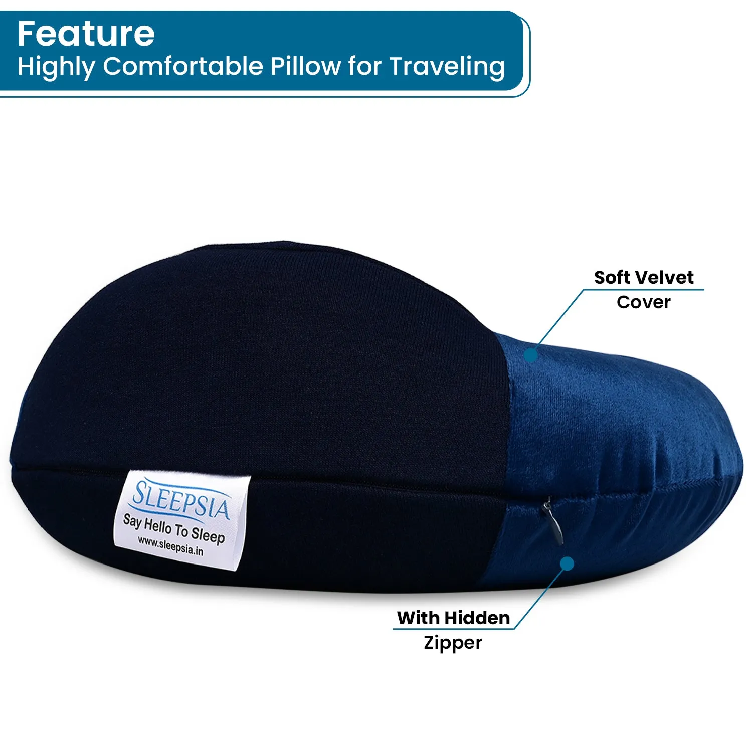 Super-Soft Memory Foam Raised Travel Neck Pillow - Velvet Fabric