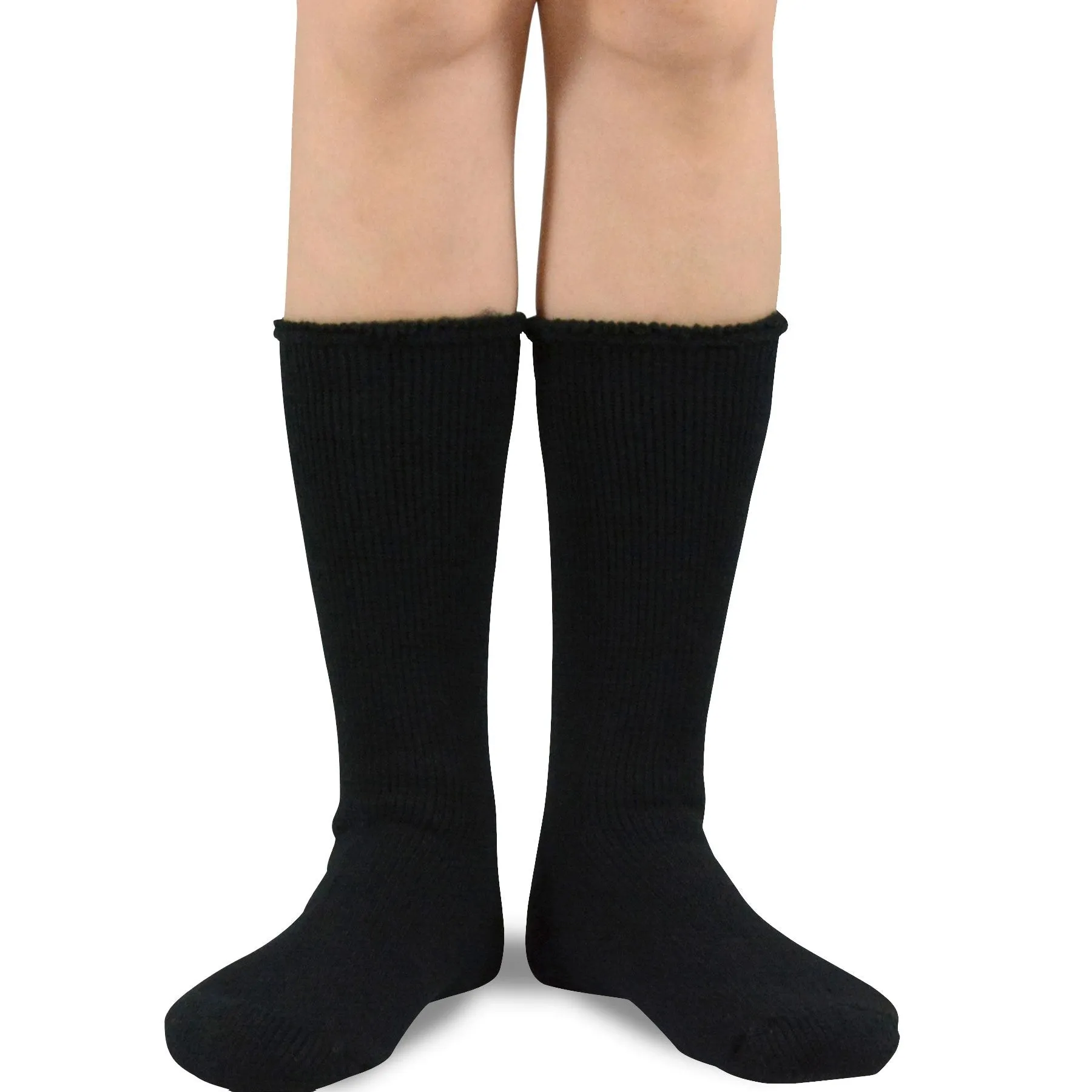 TeeHee Socks Men's Thermal Acrylic Crew Black/Heather Black 2-Pack (51018)