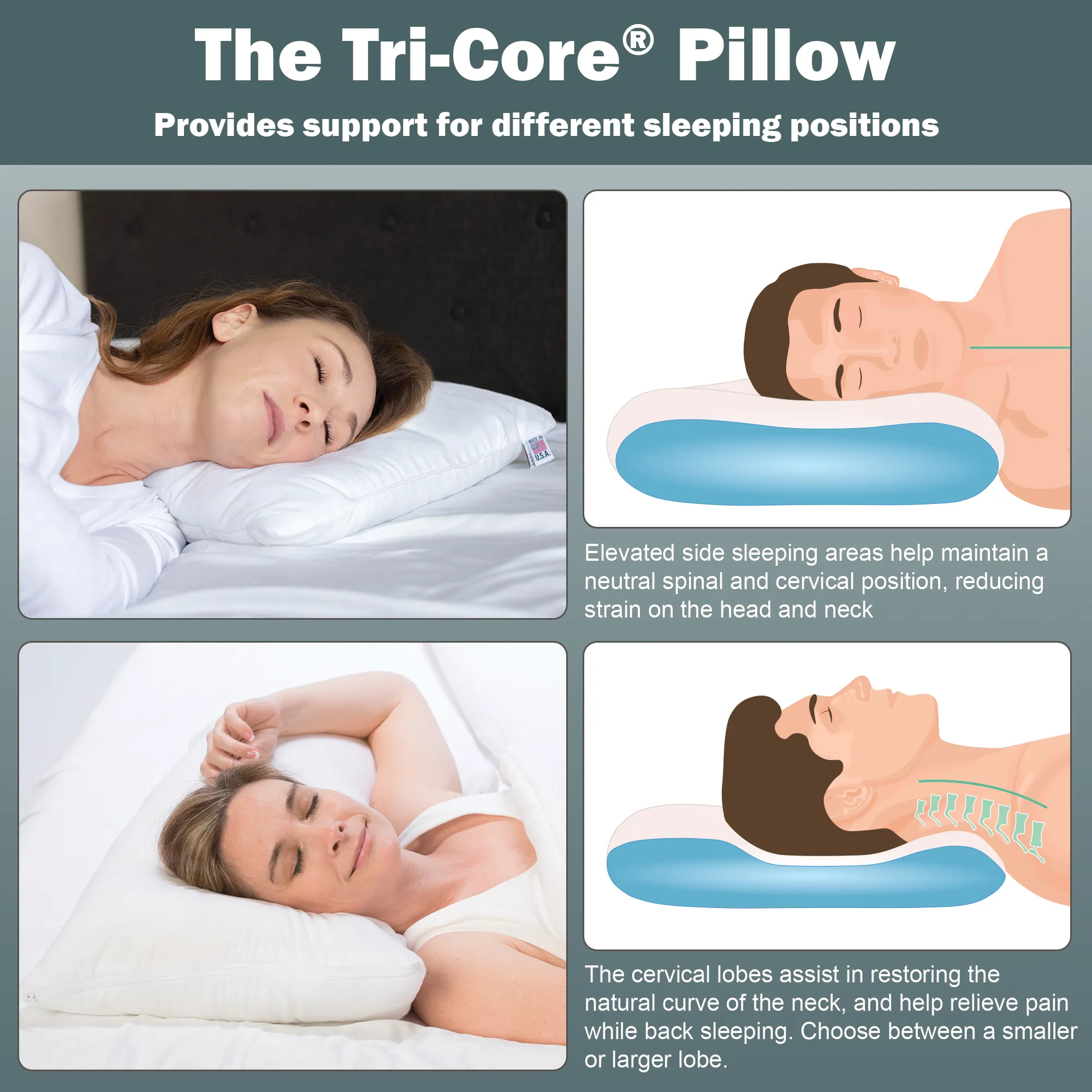 Tri-Core Water Pillow Adjustable Cervical Support Pillow