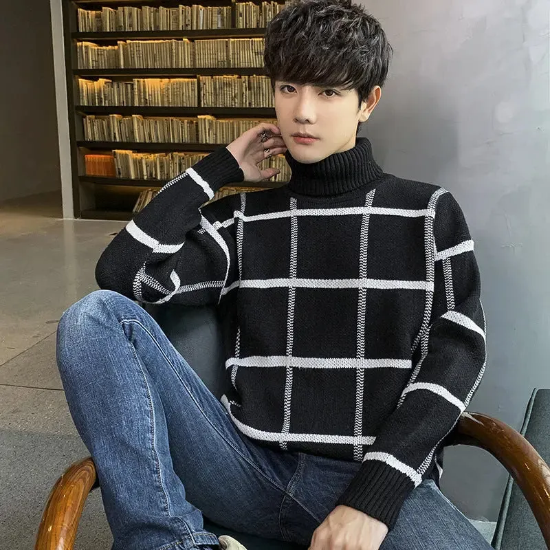 Turtleneck sweater men's knit sweater personality sweater