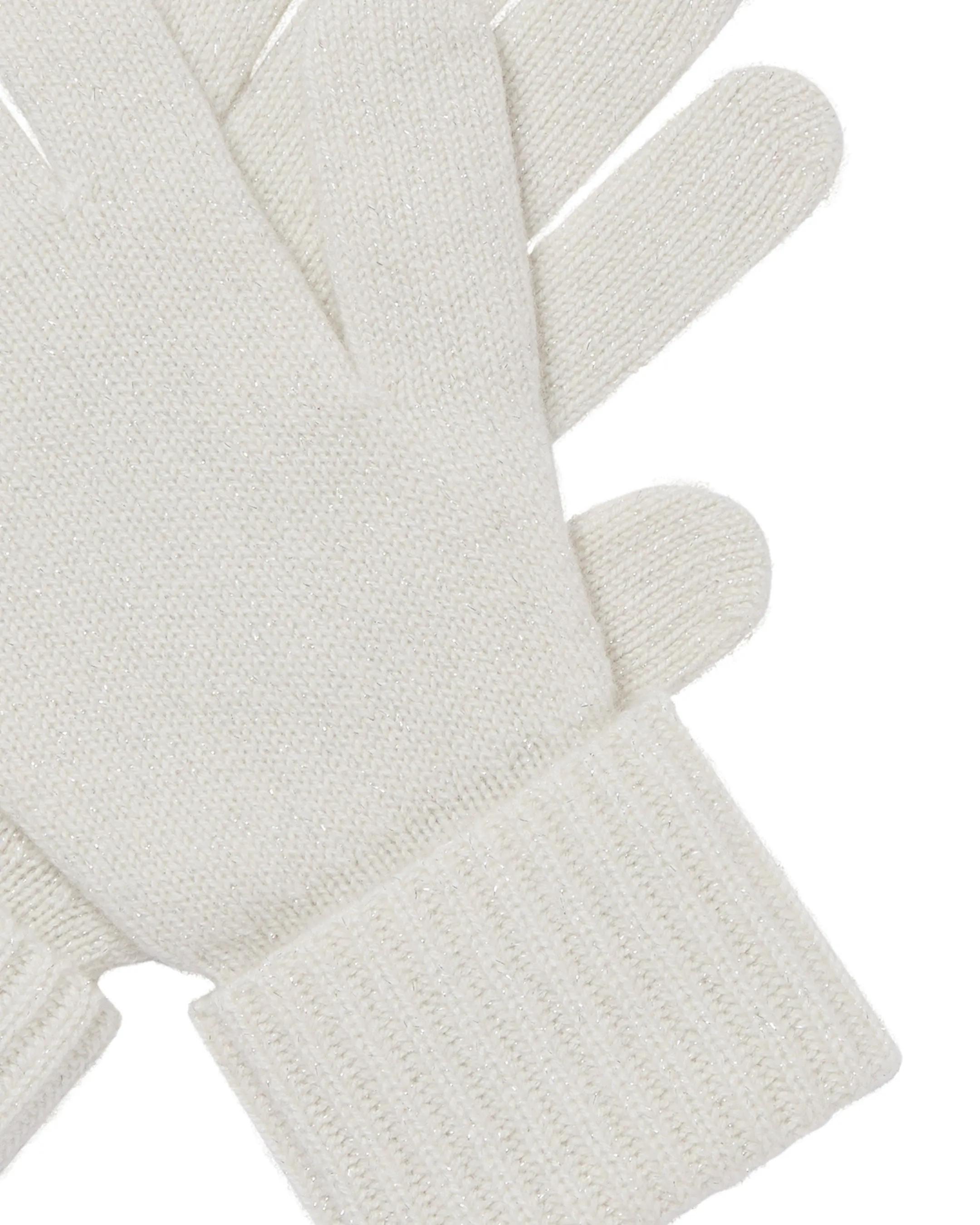 Women's Ribbed Cashmere Gloves With Lurex Snow Grey Sparkle